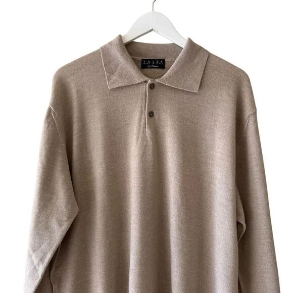 Valda  by Toscana Collection wool sweater Men's Tan  collared SZ XL #2326 - Picture 3 of 14
